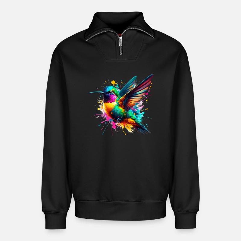 Kolibri - Relaxed Unisex Organic Half Zip Sweatshirt – von SPREAD - Schwarz