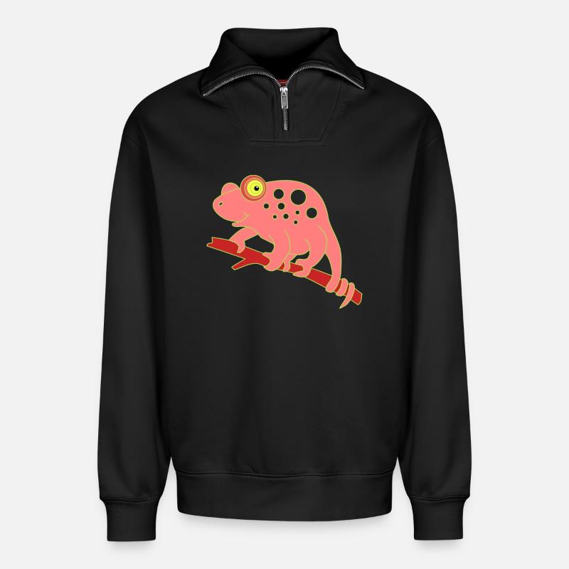 Chamaeleon tier - Relaxed Unisex Organic Half Zip Sweatshirt – von SPREAD - Schwarz
