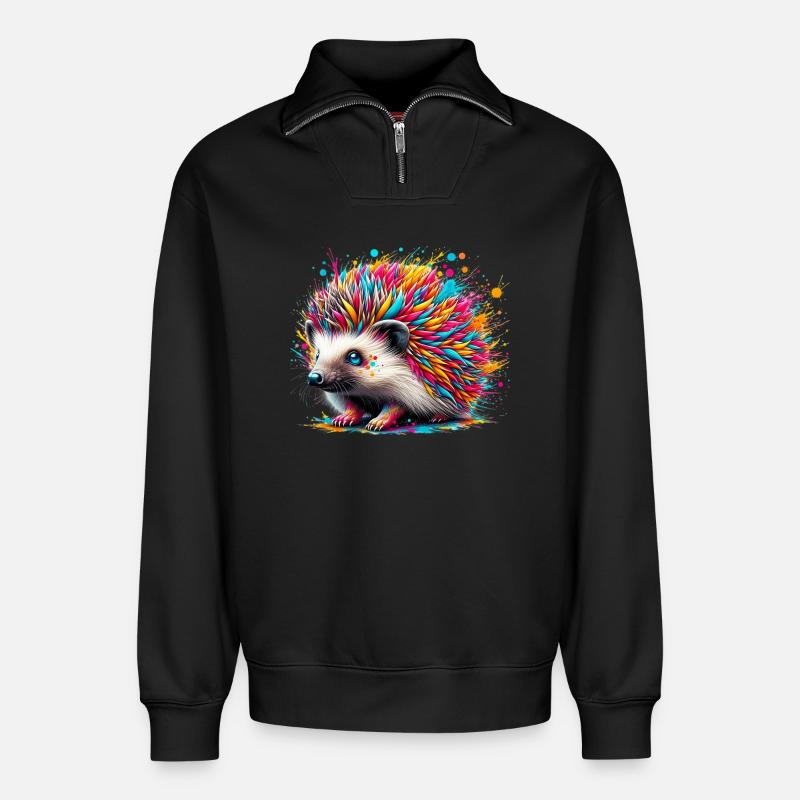 Igel - Relaxed Unisex Organic Half Zip Sweatshirt – von SPREAD - Schwarz