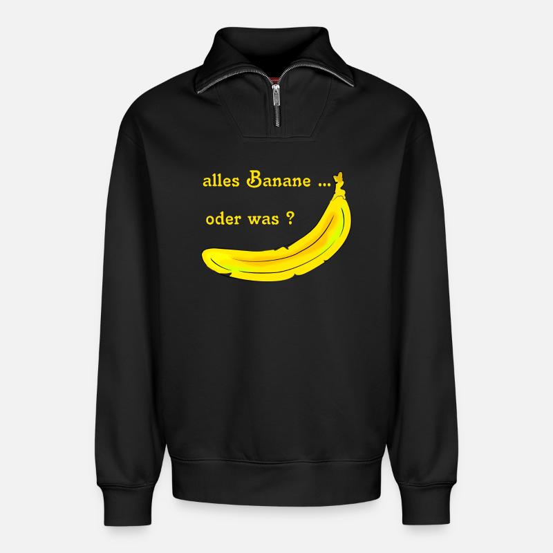Banane obst - Relaxed Unisex Organic Half Zip Sweatshirt – von SPREAD - Schwarz