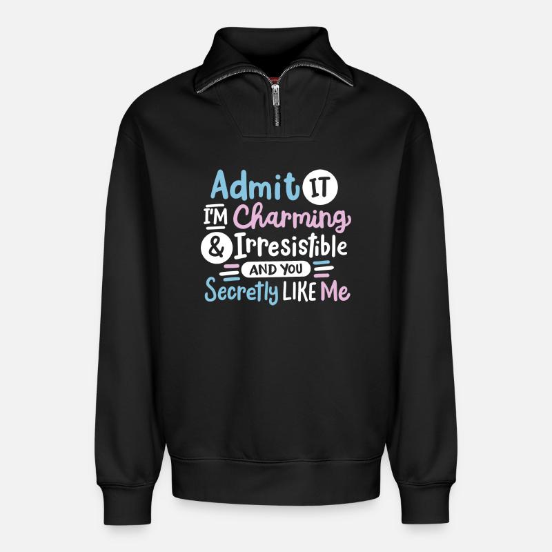 Sarkasmus sarkastischer Spruch - Relaxed Unisex Organic Half Zip Sweatshirt – von SPREAD - Schwarz
