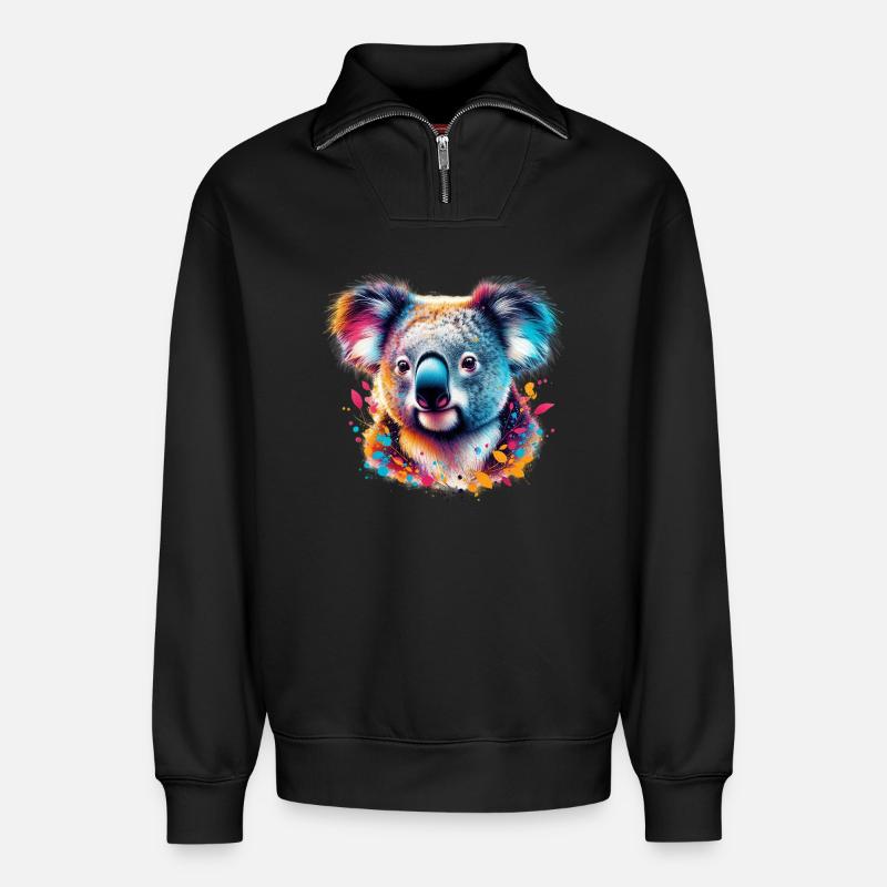 Koala - Sweat unisexe décontracté en coton biologique à demi-zip – de SPREAD - noir