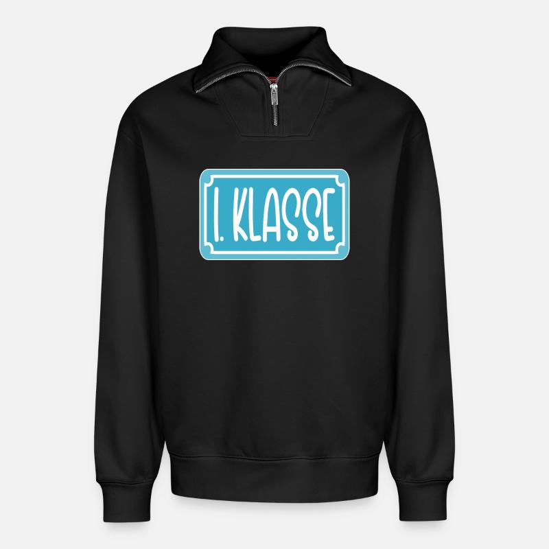 EINSCHULUNG 1. KLASSE - Relaxed Unisex Organic Half Zip Sweatshirt – von SPREAD - Schwarz