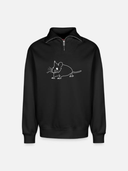 Mouse lineart - Relaxed Unisex Organic Half Zip Sweatshirt – by SPREAD - black