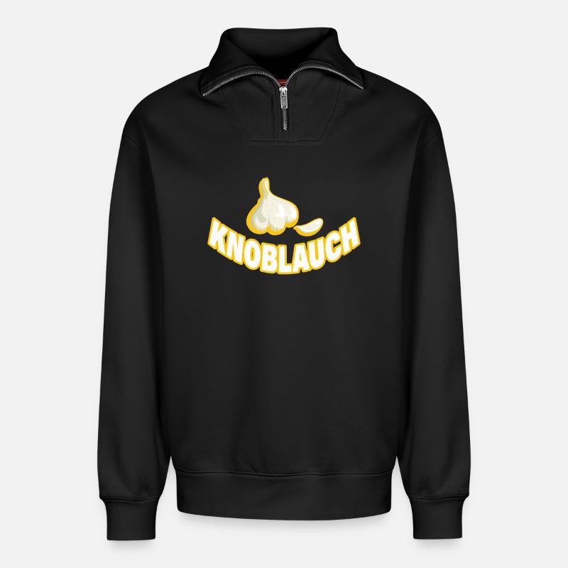KNOBLAUCH - Relaxed Unisex Organic Half Zip Sweatshirt – von SPREAD - Schwarz