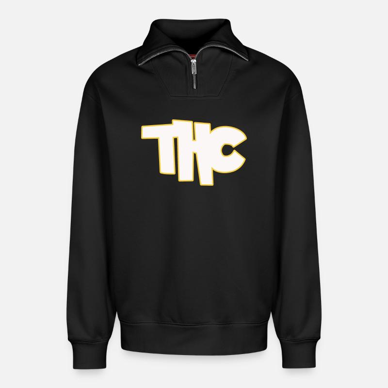 THC - Relaxed Unisex Organic Half Zip Sweatshirt – von SPREAD - Schwarz