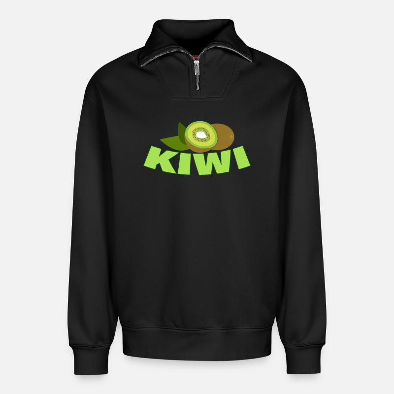 KIWI - Relaxed Unisex Organic Half Zip Sweatshirt – von SPREAD - Schwarz