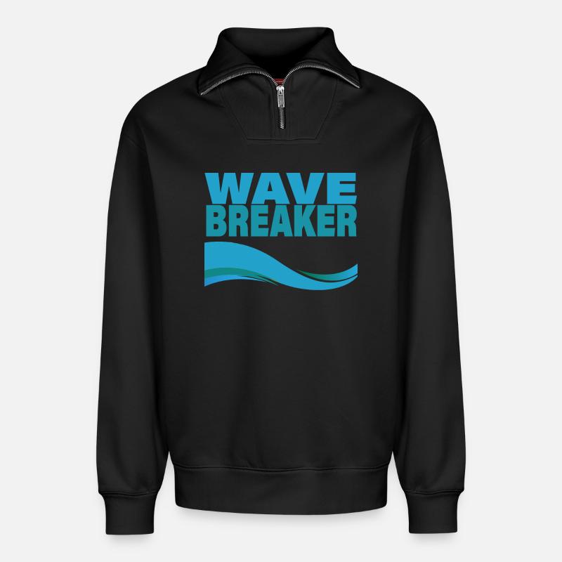 WAVE BREAKER - Relaxed Unisex Organic Half Zip Sweatshirt – von SPREAD - Schwarz