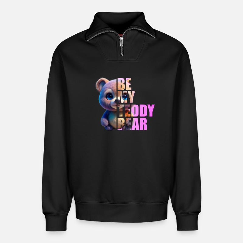 Be my Teddy Bear Design - Relaxed Unisex Organic Half Zip Sweatshirt – von SPREAD - Schwarz