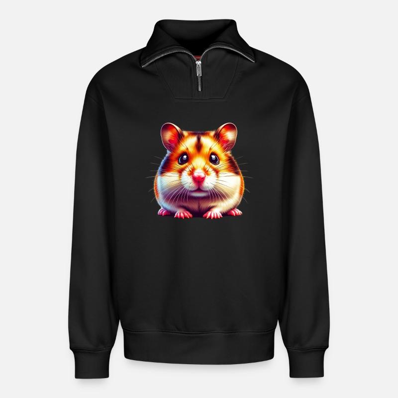 Hamster - Relaxed Unisex Organic Half Zip Sweatshirt – von SPREAD - Schwarz