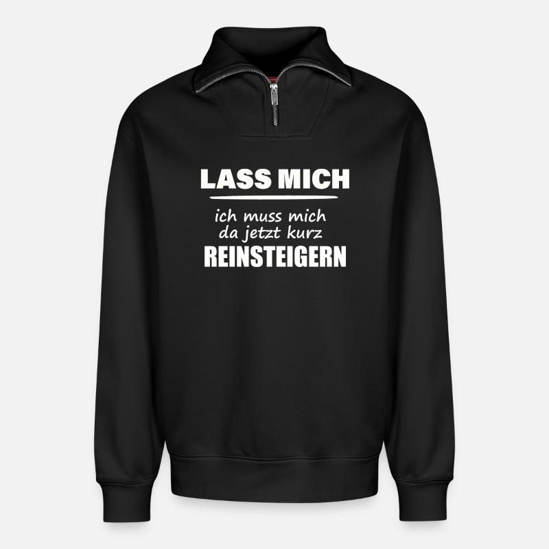 LASS MICH - Relaxed Unisex Organic Half Zip Sweatshirt – von SPREAD - Schwarz