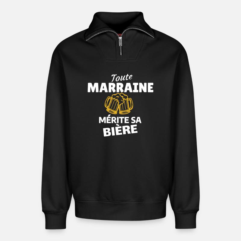 Hochzeit Freunde Bier Spaß Geschenk - Relaxed Unisex Organic Half Zip Sweatshirt – von SPREAD - Schwarz