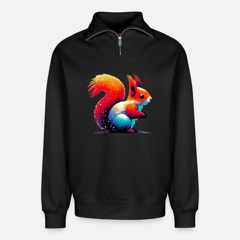 Eichhörnchen - Relaxed Unisex Organic Half Zip Sweatshirt – von SPREAD - Schwarz