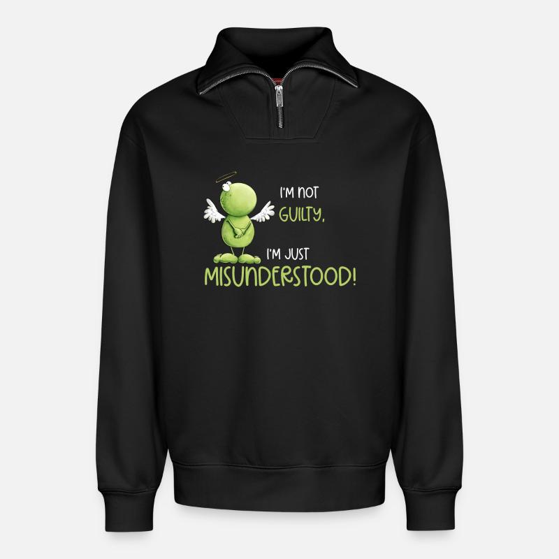 Frosch Engel Unschuld Missverständnis - Relaxed Unisex Organic Half Zip Sweatshirt – von SPREAD - Schwarz