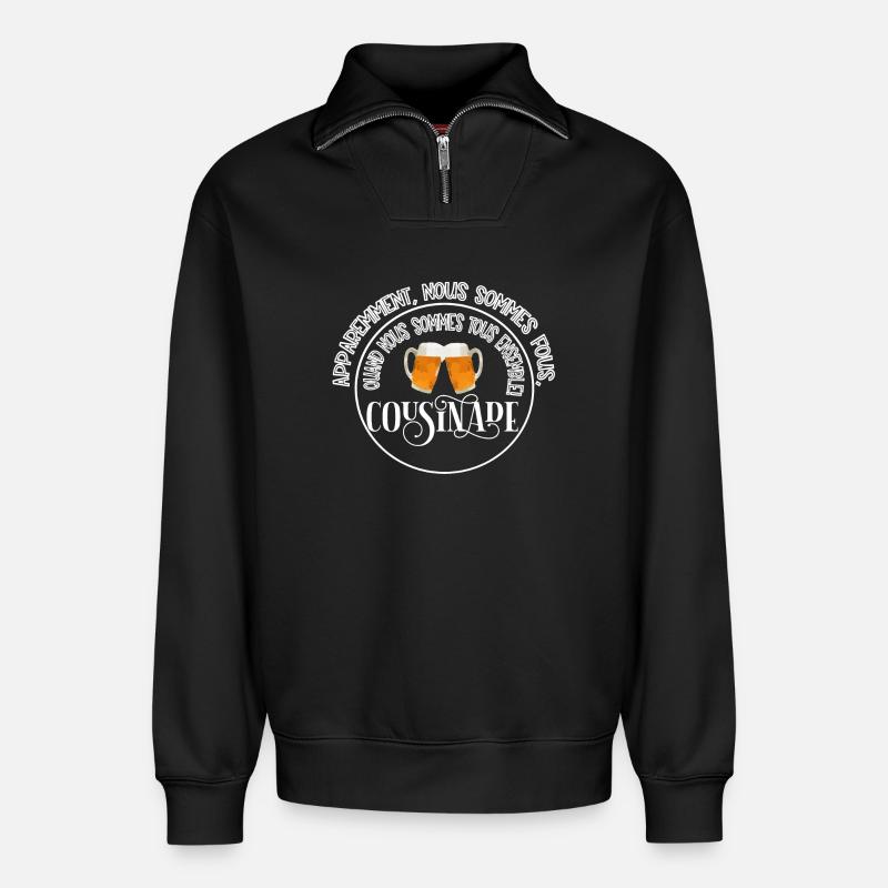 Cousinade + Jahr oder Datum zum Personalisieren - Relaxed Unisex Organic Half Zip Sweatshirt – von SPREAD - Schwarz