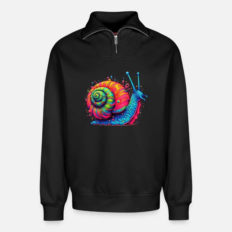 Escargot - Sweat unisexe décontracté en coton biologique à demi-zip – de SPREAD - noir