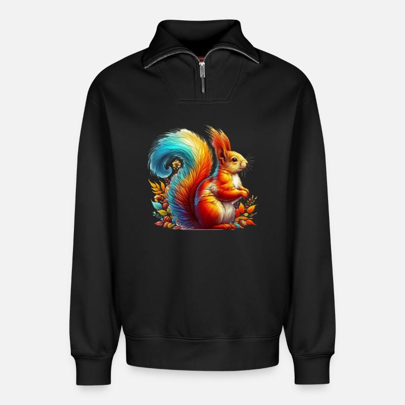 Squirrel - Relaxed Unisex Organic Half Zip Sweatshirt – by SPREAD - black