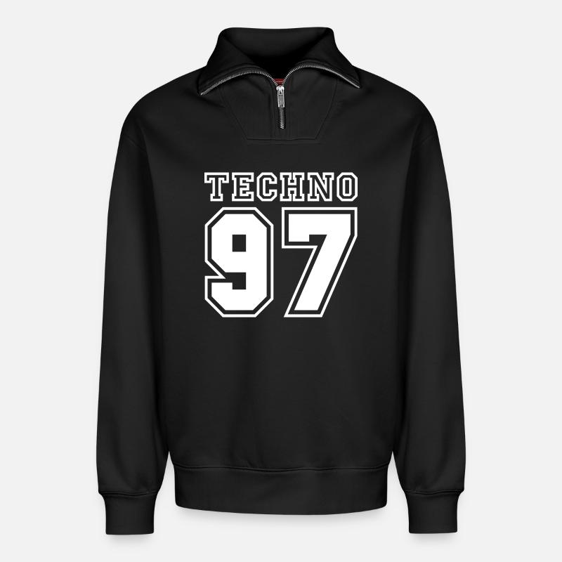 TECHNO 97 - Relaxed Unisex Organic Half Zip Sweatshirt – von SPREAD - Schwarz