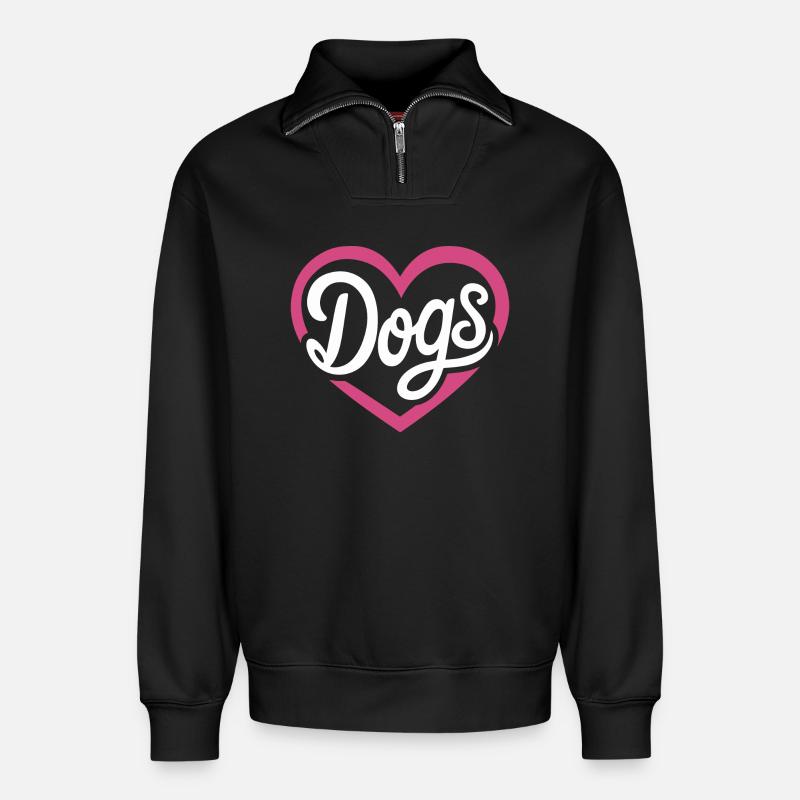 Liebe Hunde - Relaxed Unisex Organic Half Zip Sweatshirt – von SPREAD - Schwarz