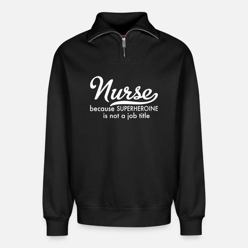Infirmier - Sweat unisexe décontracté en coton biologique à demi-zip – de SPREAD - noir