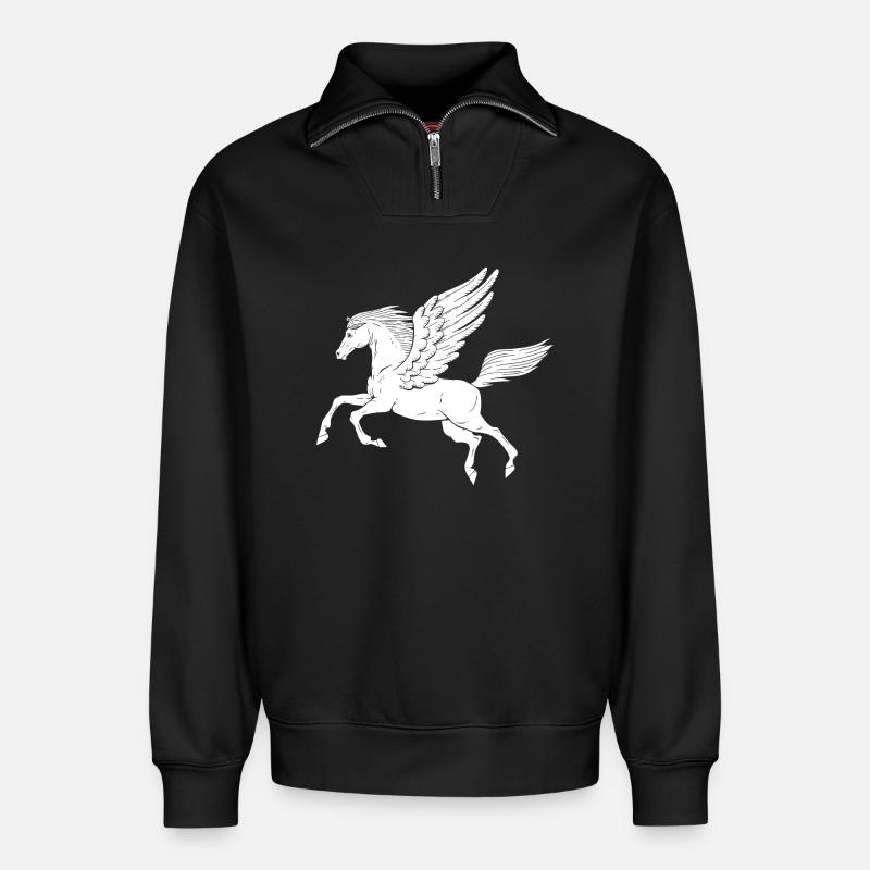 Pégase - Sweat unisexe décontracté en coton biologique à demi-zip – de SPREAD - noir