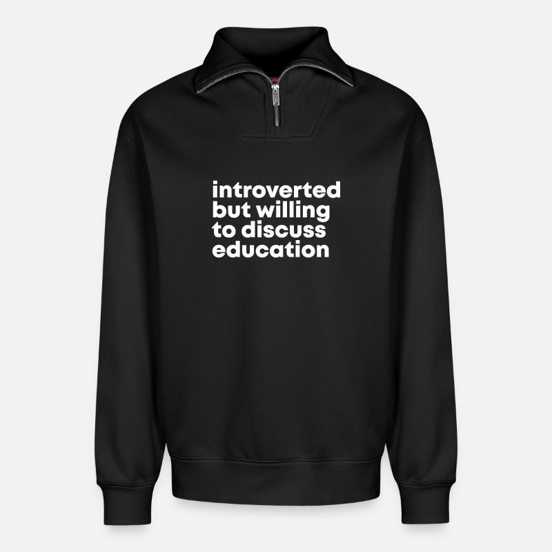 Education - Relaxed Unisex Organic Half Zip Sweatshirt – by SPREAD - black