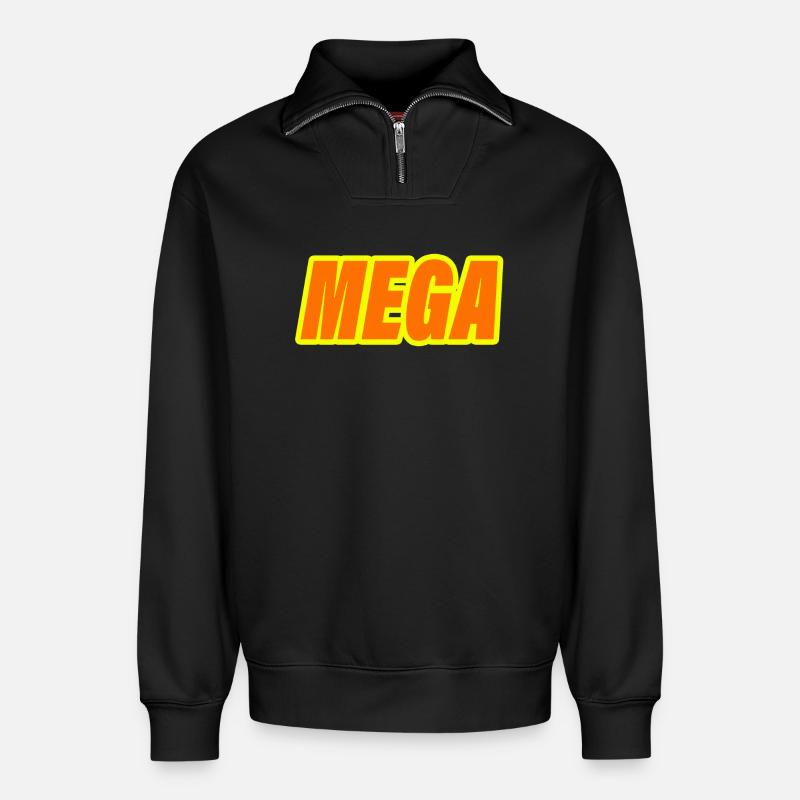 MEGA - Relaxed Unisex Organic Half Zip Sweatshirt – von SPREAD - Schwarz