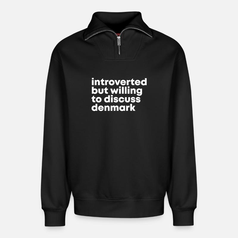 Denmark - Relaxed Unisex Organic Half Zip Sweatshirt – by SPREAD - black