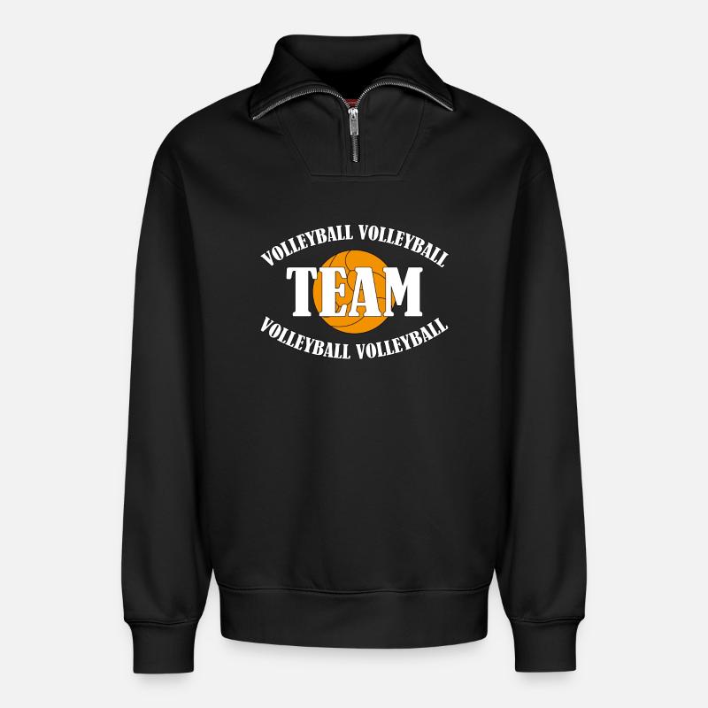 VOLLEYBALL TEAM - Relaxed Unisex Organic Half Zip Sweatshirt – von SPREAD - Schwarz