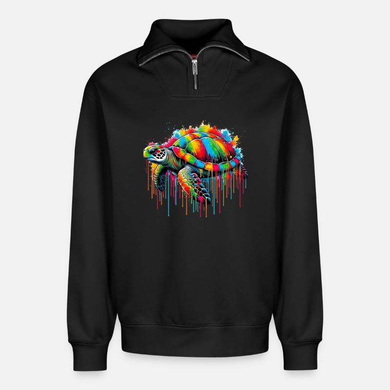 Turtle - Relaxed Unisex Organic Half Zip Sweatshirt – by SPREAD - black