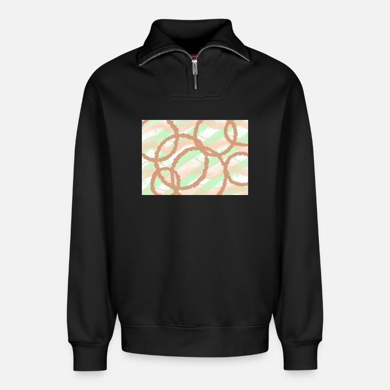 braune Kreise Hintergrund - Relaxed Unisex Organic Half Zip Sweatshirt – von SPREAD - Schwarz