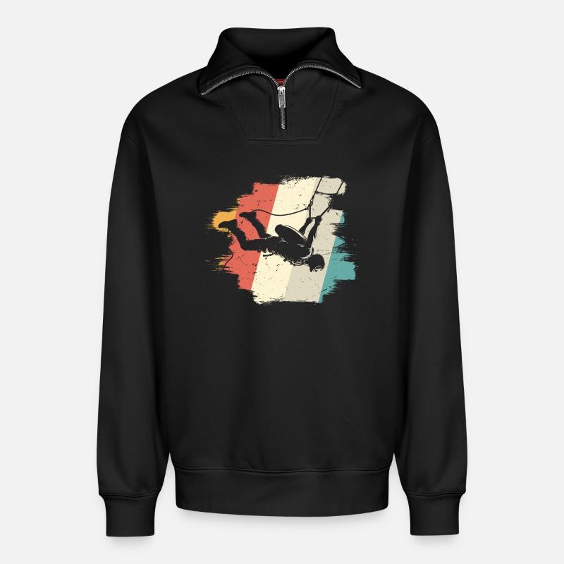 Abenteuer in der Luft - Relaxed Unisex Organic Half Zip Sweatshirt – von SPREAD - Schwarz