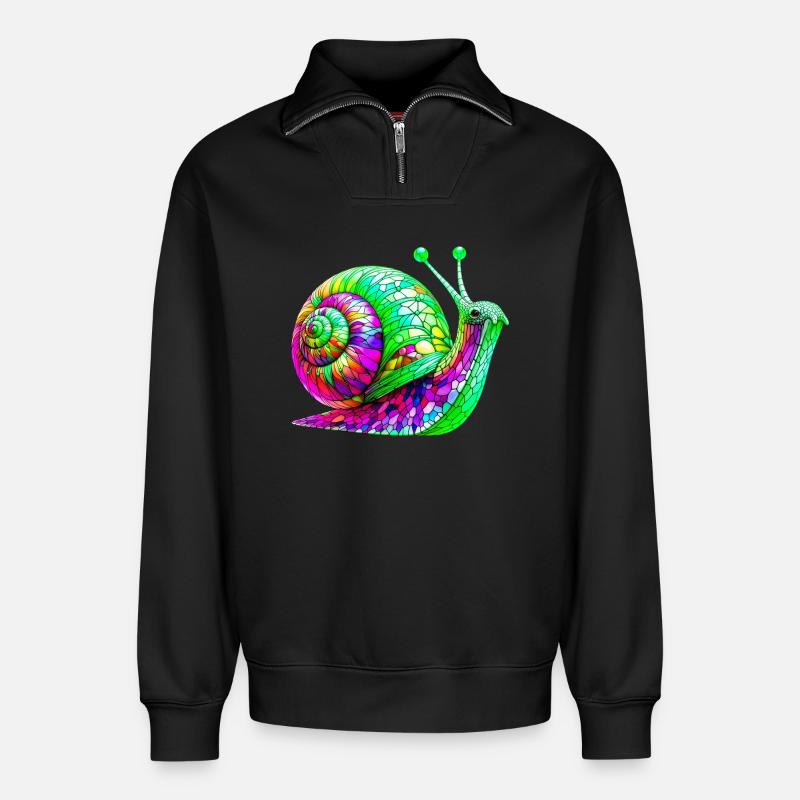 Snail - Relaxed Unisex Organic Half Zip Sweatshirt – by SPREAD - black