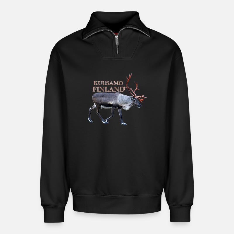 Kuusamo - Relaxed Unisex Organic Half Zip Sweatshirt – von SPREAD - Schwarz