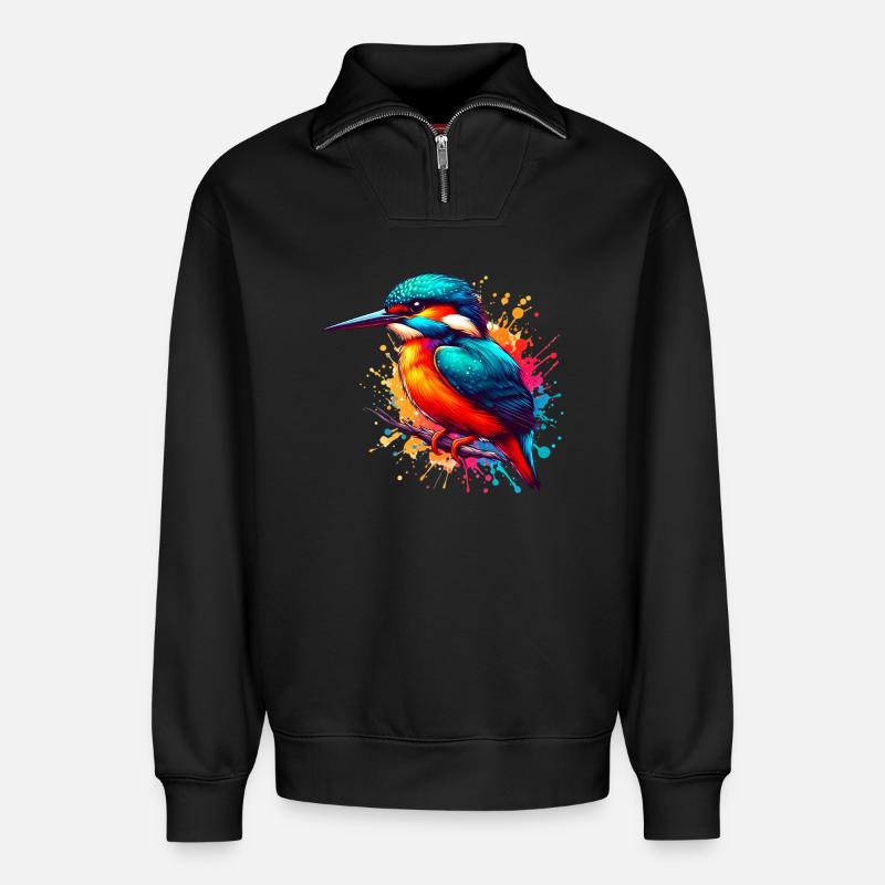 Martin-pêcheur - Sweat unisexe décontracté en coton biologique à demi-zip – de SPREAD - noir