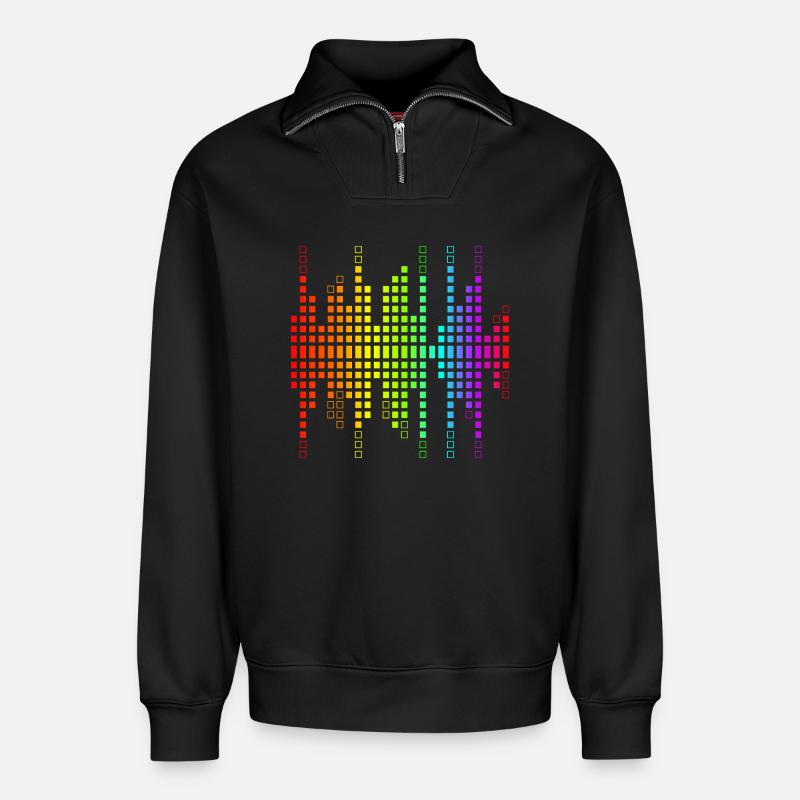 Vibrant Equalizer Sound Wave Pattern - Relaxed Unisex Organic Half Zip Sweatshirt – by SPREAD - black