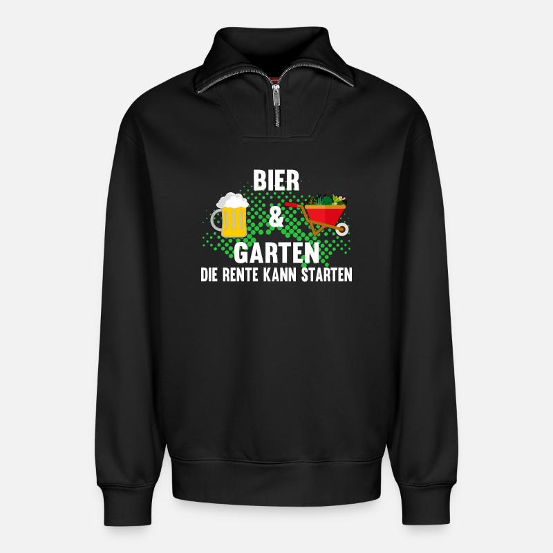 Garten Rentner Bier - Relaxed Unisex Organic Half Zip Sweatshirt – von SPREAD - Schwarz