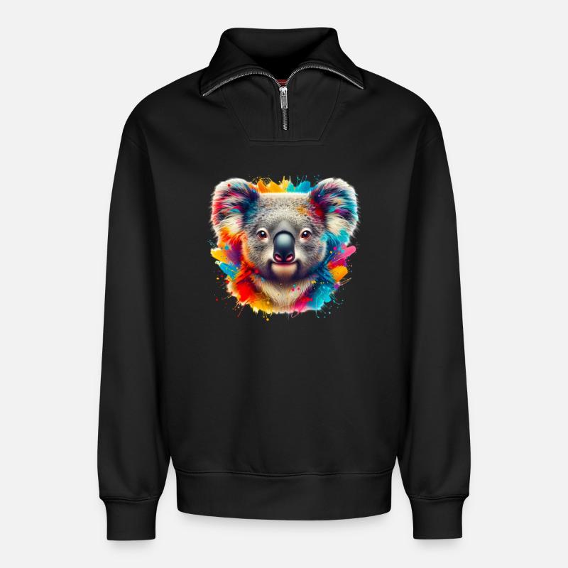 Koala - Relaxed Unisex Organic Half Zip Sweatshirt – von SPREAD - Schwarz