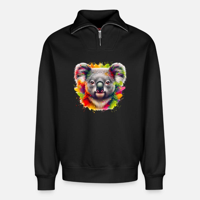 Koala - Sweat unisexe décontracté en coton biologique à demi-zip – de SPREAD - noir