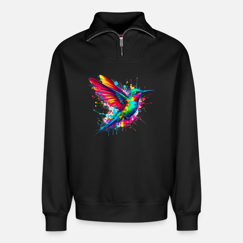 Kolibri - Relaxed Unisex Organic Half Zip Sweatshirt – von SPREAD - Schwarz