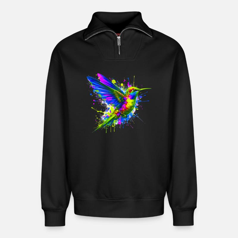 Kolibri - Relaxed Unisex Organic Half Zip Sweatshirt – von SPREAD - Schwarz