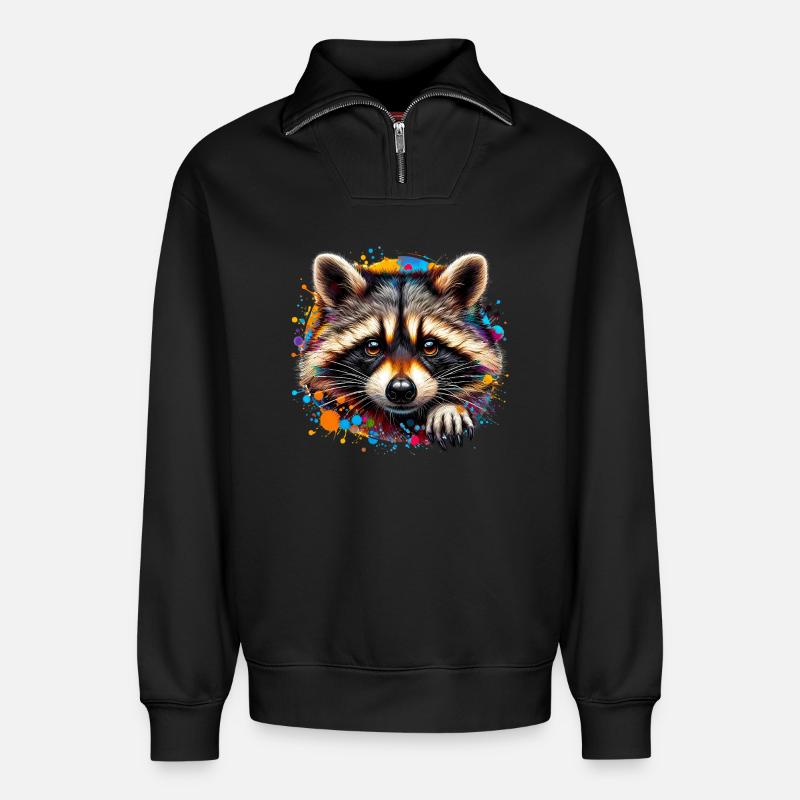 Waschbär - Relaxed Unisex Organic Half Zip Sweatshirt – von SPREAD - Schwarz