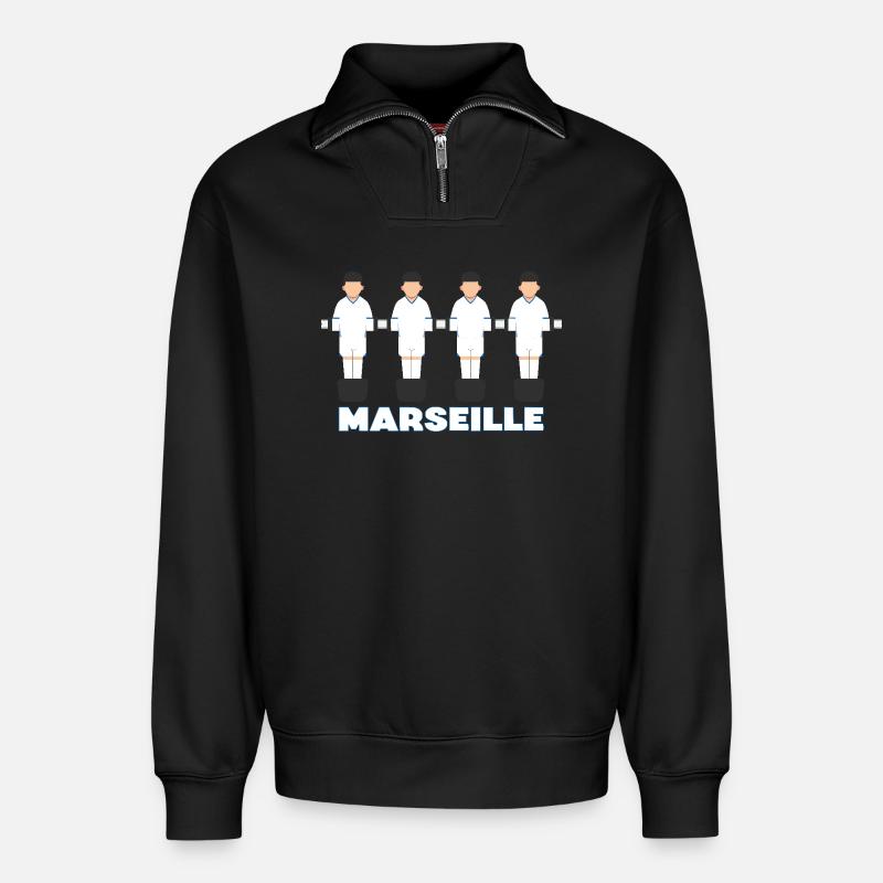 Marseille - Relaxed Unisex Organic Half Zip Sweatshirt – von SPREAD - Schwarz