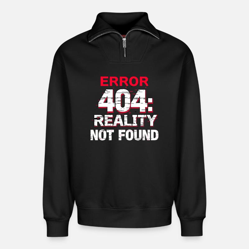 Error: Realität nicht gefunden - Relaxed Unisex Organic Half Zip Sweatshirt – von SPREAD - Schwarz
