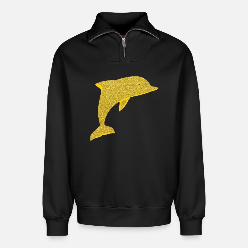 Niedlicher Delfin - Relaxed Unisex Organic Half Zip Sweatshirt – von SPREAD - Schwarz