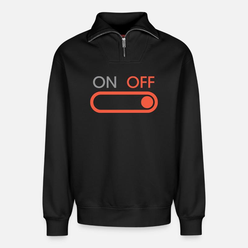 off button - Gaming und Streaming - Relaxed Unisex Organic Half Zip Sweatshirt – von SPREAD - Schwarz