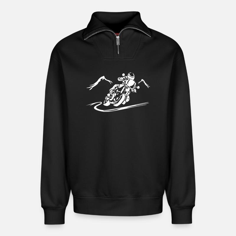 Motorrad Action Silhouette - Relaxed Unisex Organic Half Zip Sweatshirt – von SPREAD - Schwarz