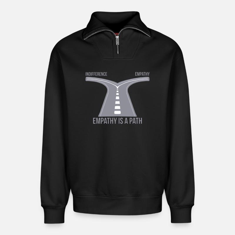 Empathy is a Path - Relaxed Unisex Organic Half Zip Sweatshirt – by SPREAD - black