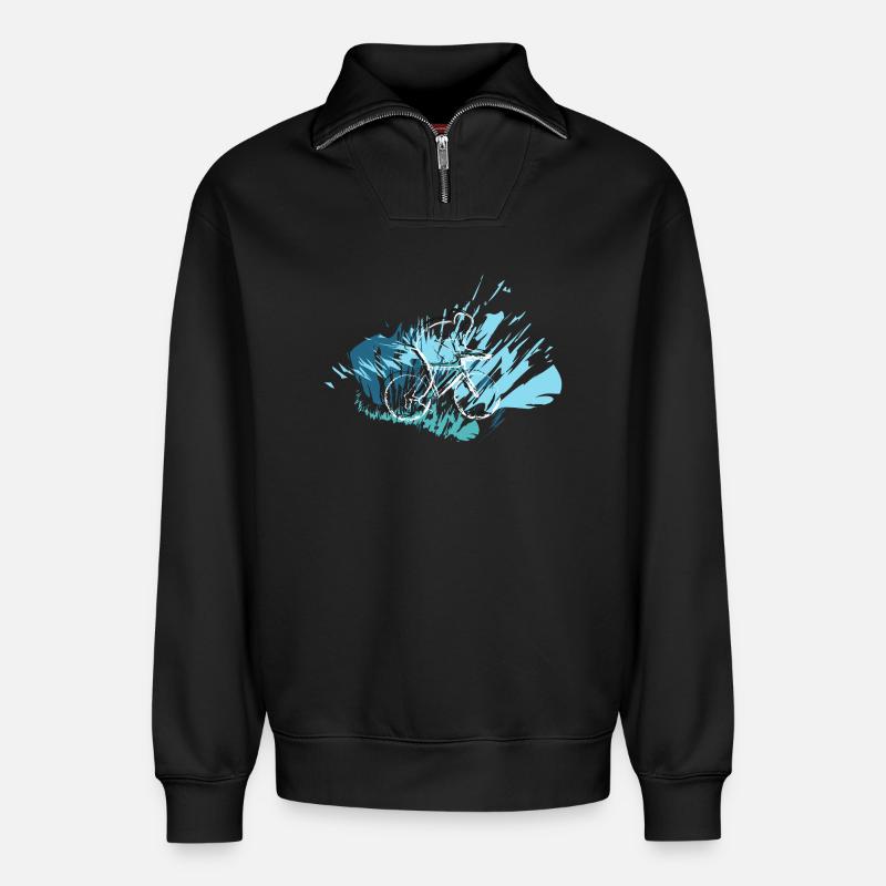 Rickel's Design: Biker  Style 26 - Relaxed Unisex Organic Half Zip Sweatshirt – von SPREAD - Schwarz