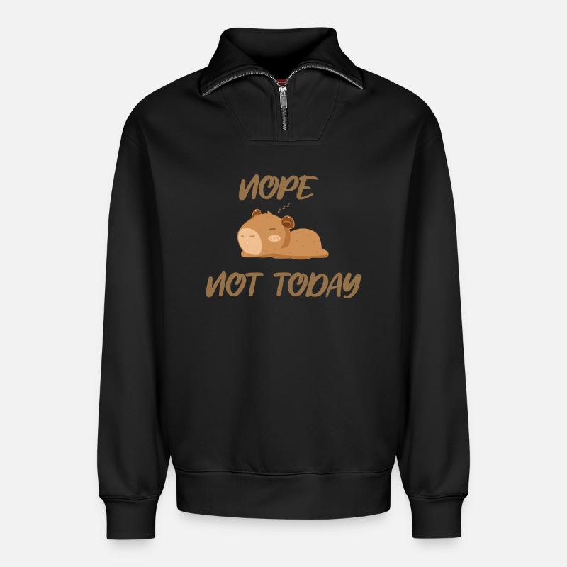 Nope not today capybara - Relaxed Unisex Organic Half Zip Sweatshirt – von SPREAD - Schwarz
